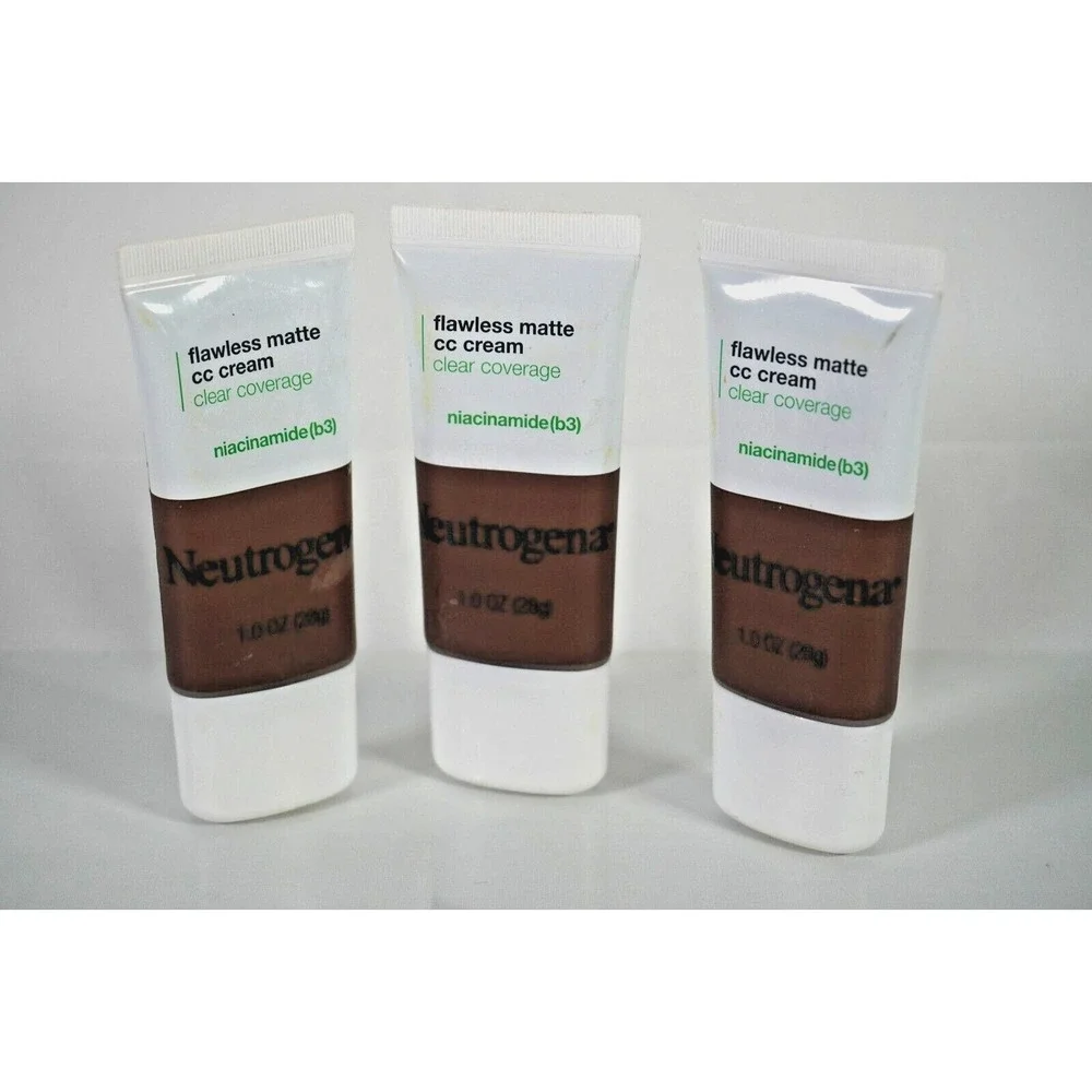3x Neutrogena Clear Coverage Flawless Matte CC Cream Sienna 10.0 Niacinamide 1oz